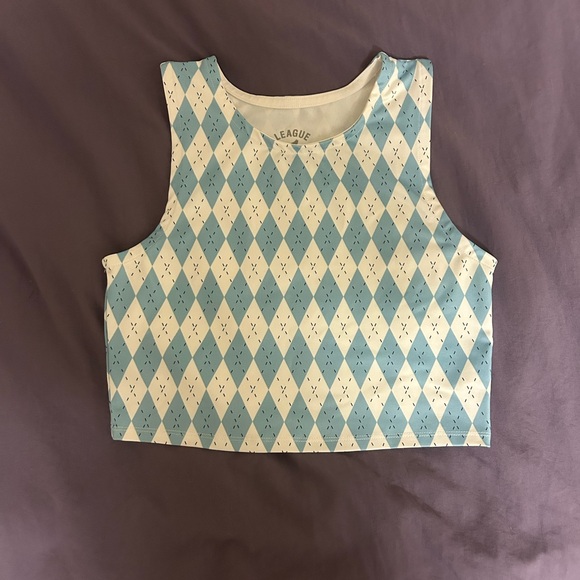 League Tops - UNC Blue and White Argyle Tank Top